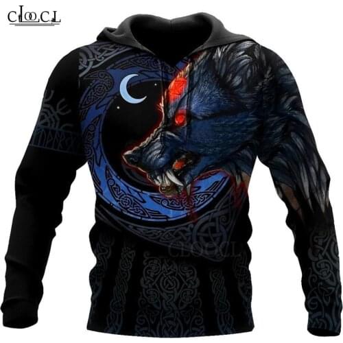 HX Newest Fenrir Viking Wolf Tattoo 3D Print Fashion Hoodie Mens Sweatshirt Zip Pullover Fashion Casual Tracksuit Drop Shipping