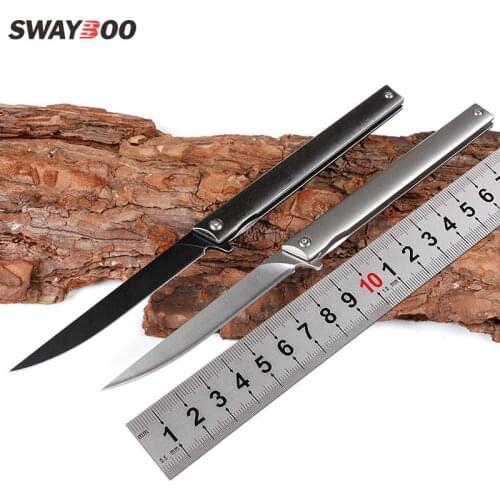 Swayboo M390 Powder Steel High Quality Outdoor Camping Survival Portable Pocket Fruit Folding Knife With Cowhide Leather Case