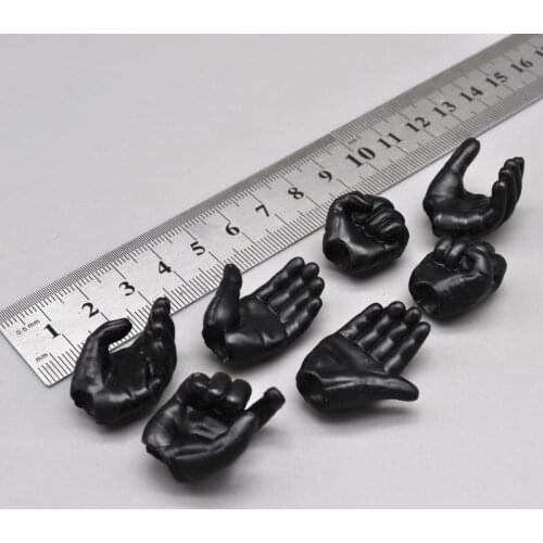 Scale 1/6 HT Mandalorian Bounty Hunter Medium Armor All-Black Gloved Hand Model 7PCS/SET For Usual 12 inch Doll Figures