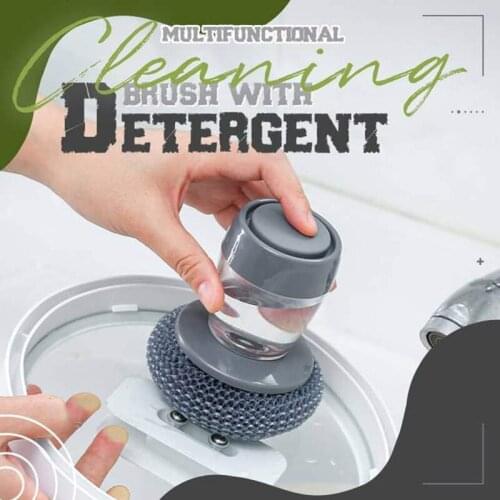 Multifunctional Pressing Cleaning Brush Built-in Liquid Storage Tank Kitchen Dishwashing Pot Brush Cleaning Brushes Tools