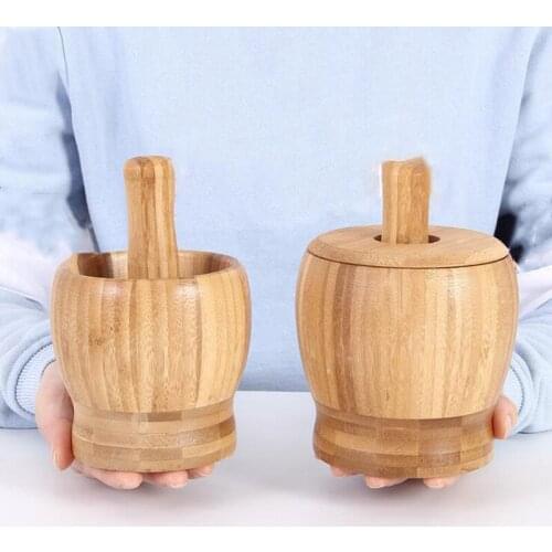 Multifunction Garlic Press Wood Mortar And Pestle Set Manual Ginger Spices Mortar Pestle Set Grinding Bowl Grinder Kitchen Tool