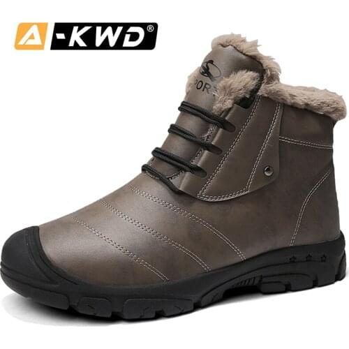 Fashion Black Men Snow Boots Waterproof Men Winter Shoes Leather Shoe Man Shoose Men Sneakers Herenschoenen High Top Work Shoes