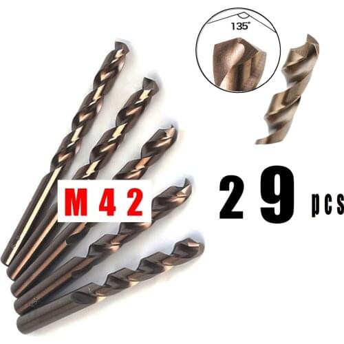 29pc M42 HSS Twist Drill Bit Set for Metal Contain 8% High Cobalt Copper Iron Aluminum Stainless Steel Drilling Core drill Bits