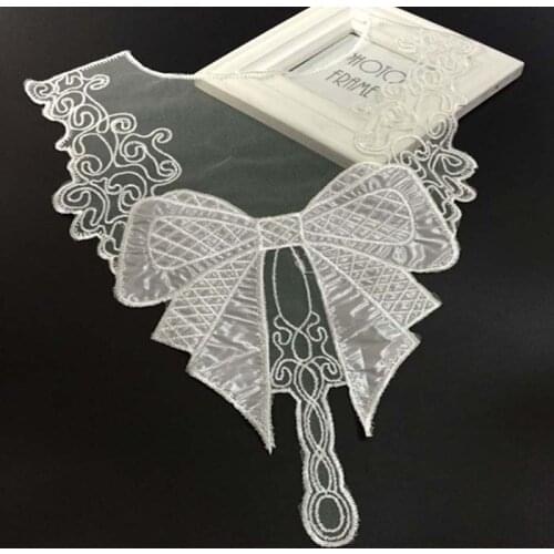Patches fabric collar Trim Neckline Applique for dress/wedding/shirt/clothing/DIY/Sewing flower Floral lace big bowknot