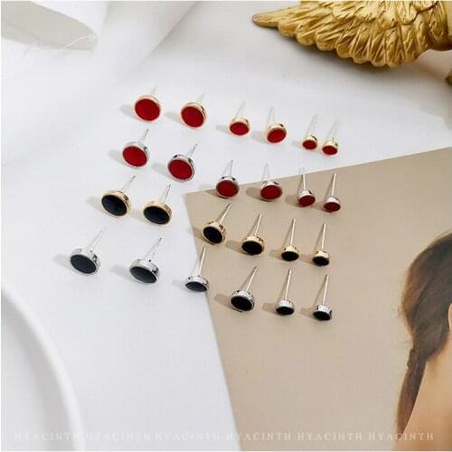 2020 New Trendy Net Red Suit Simple And Small Earrings Femininity S925 Needle Round Square Earrings Ear Jewelry