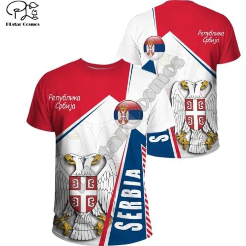 PLstar Cosmos Newest Serbia Symbol 3D Print Fashion Summer T-Shirts Flag Short-Sleeve Tee Men/Women Hip Hop Casual Streetwear S3