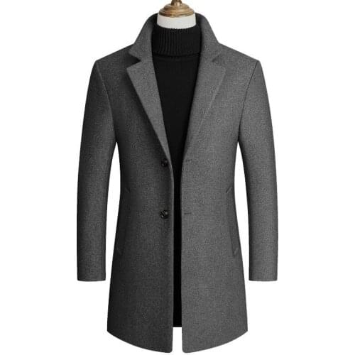 New Arrival Spring&Autumn Trench Coat For Men Wool Coat Business Casual Jackets Windproof Slim Pea Coat Woolen Coat Jacket-C