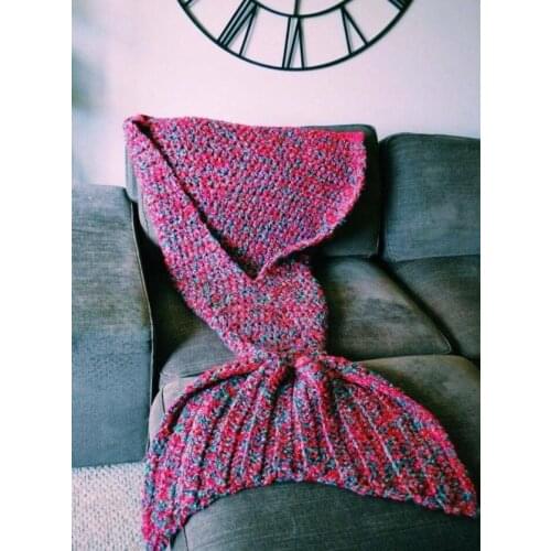 New thickening Mermaid fish tail sofa throw 60*150cm TV blanket women handmade wool knitted wool blanket