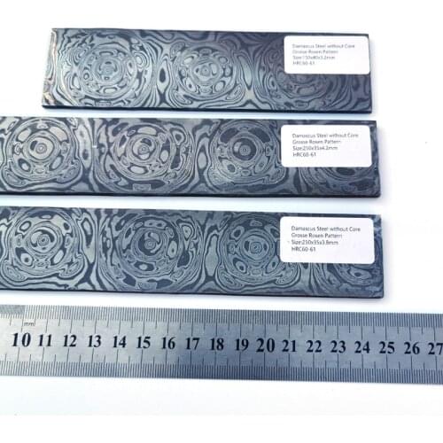 1Piece damascus steel blank Grosse Rose pattern knife blade steel knife making steel bar knife DIY blank