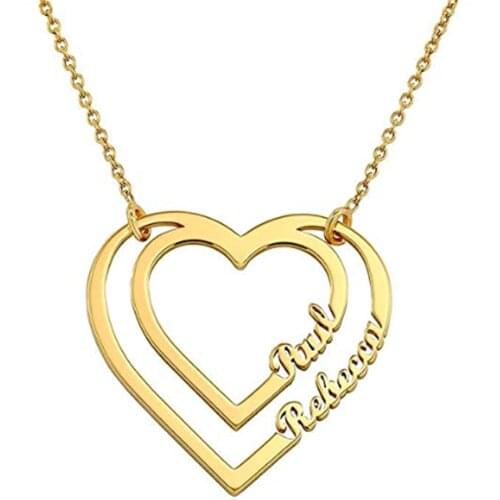 Fils Personalized Name Necklace Gold Plated Heart Pendant Stainless Steel Customized Couples Name Choker for Women Jewelry Gift