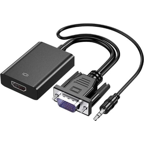 1080P VGA to HDMI- Converter Cable Female VGA Male to HDMI- Adapter with 3.5mm Output for PC Laptop to HDTV Projector