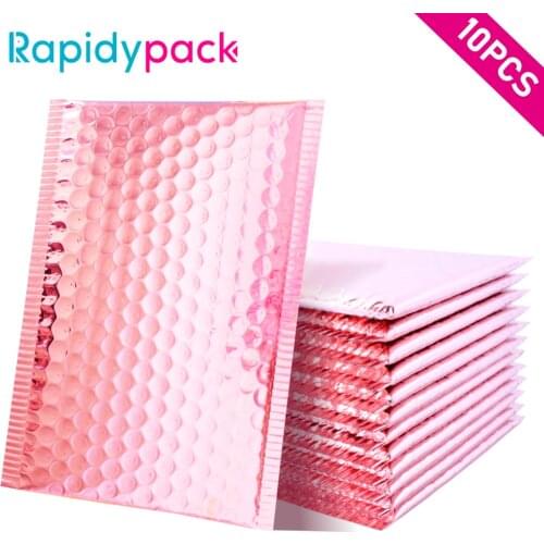 Rapidypack Rose Gold Bubble Mailers Foil Bubble Bags Aluminized Metallic Postal Bag Gift Packaging Padded Shipping Envelopes