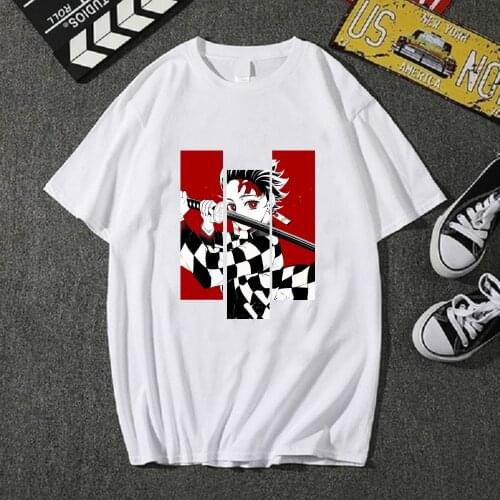 Hot Anime Demon Slayer White T-shirt Fashion O-neck Casual Cloth