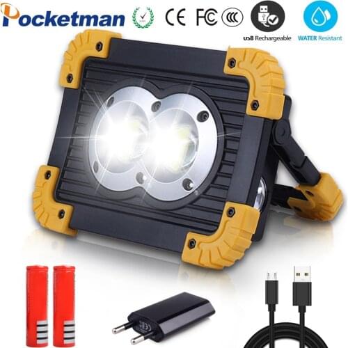 Power COB Work Lamp USB LED Portable Lantern Super Bright Waterproof 4-Mode Emergency Spotlight Floodlight for Camping Hike Run