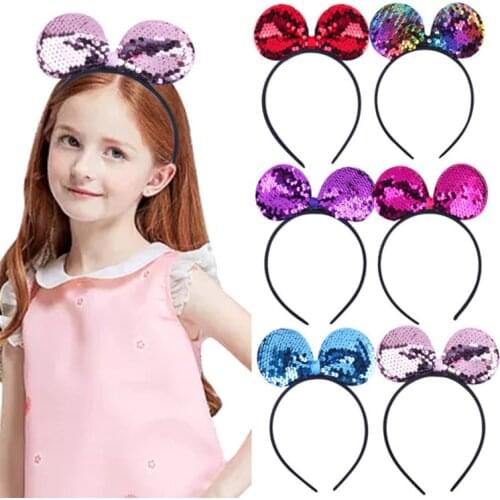 Girls hair accessories Childrens party sponge sequin headband Customized double-sided fish scale large bow headband