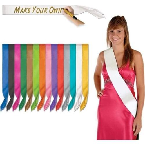 Blank Sashes Shoulder Decoration Strap For Lady Hen Party Celebration DIY Wedding Favor Satin Sash Bachelorette Get Together #40