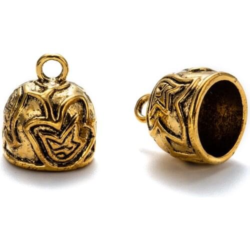 Pandahall 5pcs 18x15mm Tibetan Style Alloy Cord Ends Beads For Jewelry Making Lead Free & Cadmium Free, Antique Golden, Hole 3mm