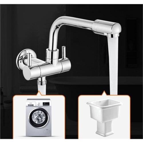 Sink Faucets 360 degree rotating single cold wall mounted tap basin sink faucet faucet Single Cold Tap Washing machine faucet