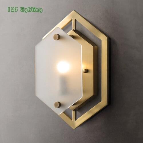 Modern Copper Glass LED Wall Lamp Wall Decoration Living room Bedroom Wall Sconce Surface Mount Home Luminaire Loft Wall lights
