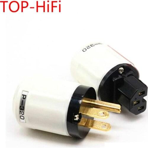 TOP-HiFi P-320 C-320 Gold Plated Brass Red Pure Copper US AC power plug Connector Plug for DIY AC power Cord Cable