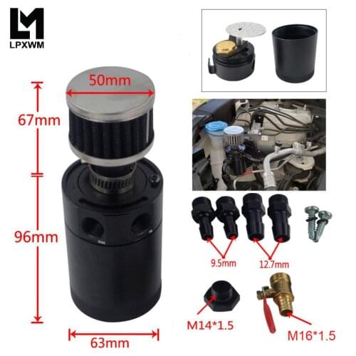 Universal Billet Aluminum Baffled 2-port Oil Catch Can Tank with Breather Filter Engine Mini Oil Separator TK92