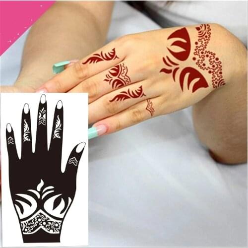 Temporary Tattoo Stencil Body Art Men Women Indian Henna Pattern Beauty Waterproof Fake Arm Hand Reuse Tatoo