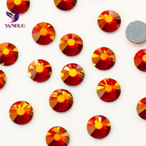 YANRUO 2058HF Siam AB Flat Back Strass Hotfix Rhinestones Crystal Heat Iron on Crystal Stones