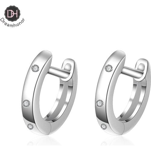 Dreamhonor Cubic Zirconia Crystal Setting Round Ear Clip Earrings for Women Daily Wearable Accessories Gifts Earrings Jewelry