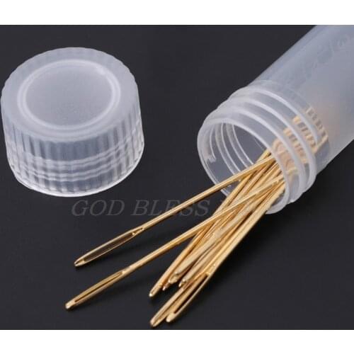 10Pcs Golden Embroidery Fabric Cross Stitch Cloth Needles Size 22# 24# 26# 28# Sewing Accessories Drop Shipping