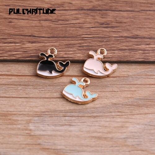 10pcs 12*14mm Four Color Alloy Metal Drop Oil Whale Charms Pendant For DIY Bracelet Necklace Jewelry Making