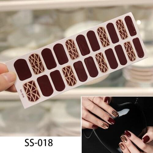 22tips/sheet Nail Art Full Cover Self Adhesive Stickers Polish Foil Transfer Tips Wraps 3D Waterproof Nail Stickers Manicure