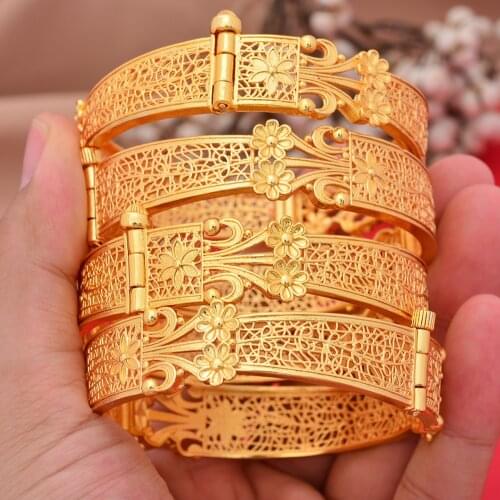4pcs/Lot Dubai Bangles For Women Ethiopian Bangles African Bracelet Jewelry Arab Middle East