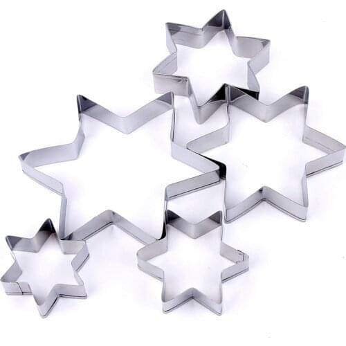 5pcs/set Five-pointed Star Cookie Cutter 3D Fondant Cake Decorating Tools DIY Pastry Biscuit Baking Molds