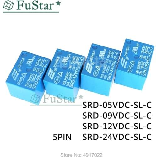 5PCS/lot Relays SRD-05VDC-SL-C SRD-12VDC-SL-C SRD-24VDC-SL-C SRD-09VDC-SL-C 05V 09V 12V 24V 10A 250VAC 5PIN T73