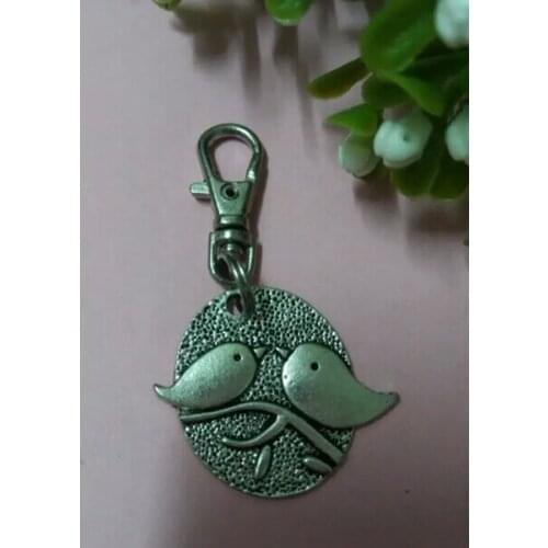 New Fashion Lovebirds Charm Keychain Gift Fit Key Ring Handbags Accessories DIY Fast shipping 50 Pcs B842