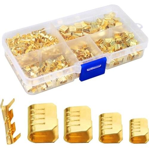 500 Pcs U Shape Copper Ring Terminals Crimp Kit - Non-Insulated Assortment Cable Wire Spade Electric Butt Connector Kit