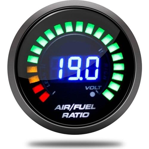 1pc 52mm Auto Car Air Fuel Ratio Gauge Motor Racing Meter Monitor Blue LED Digital Display 12V Smoke Lens Styling