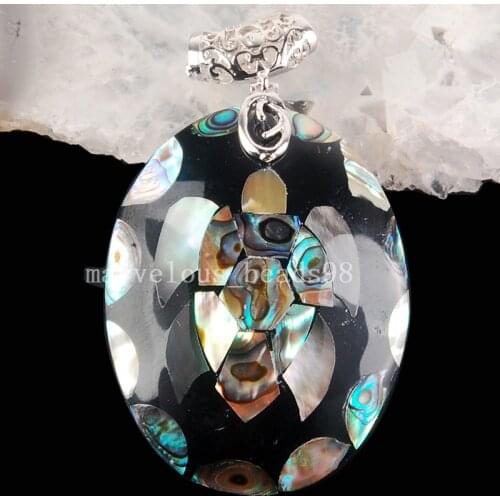 Free shipping Fashion Jewelry New Zealand Abalone Shell Oval Pendant Bead MC3791