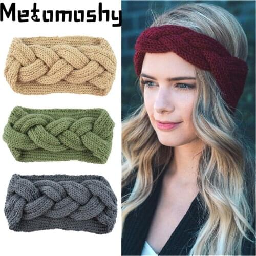 New Knitted Headband for Women Turban Headbands Cross Bow Solid Stretch Twist Hairband Crochet Headwrap Hair Accessories