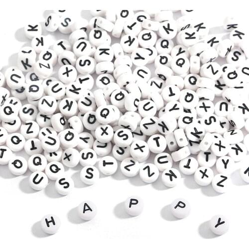 100pcs/lot 4x7mm English Alphabet Letter Beads Acrylic Round Spacer Beads For DIY Jewelry Making Bracelet Necklace Accessories