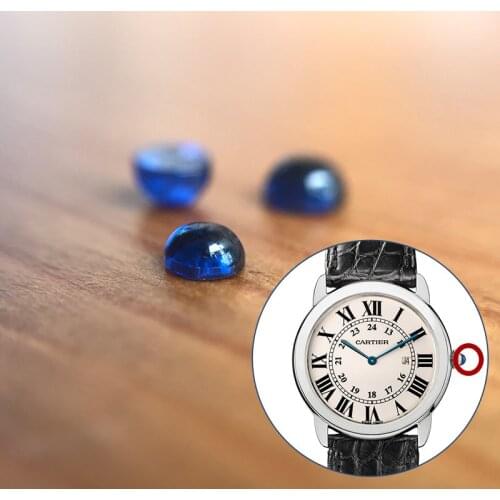 Watch crown sapphire crystal (blue zircon) for Cartier Tank and Ronde automatic watch