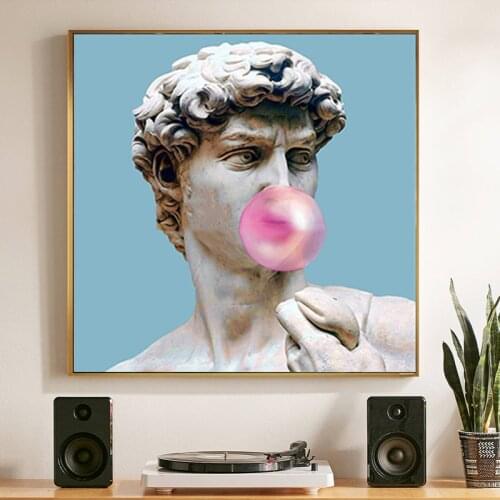 David Blowing Pink Bubble Canvas Painting Posters and Prints Wall Graffiti Art Picture for Living Room Home Decoration Cuadros
