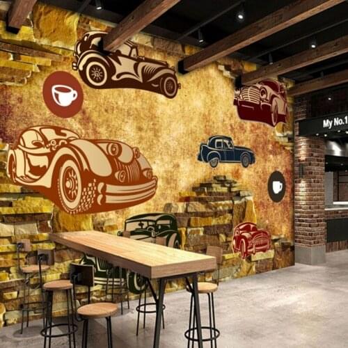 Dropship Colomac Custom Retro Wallpaper European Style Nostalgic Automobile Wall Paper Mural 3d Wallpaper Kids Papel De Pared
