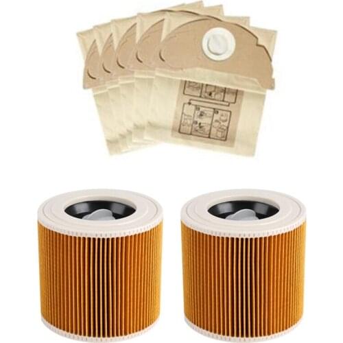 Hepa Filters + Dust Bags for Karcher WD2250 A2004 A2054 MV2 WD2 Vacuum Cleaner Replacement Spare Parts Accessories