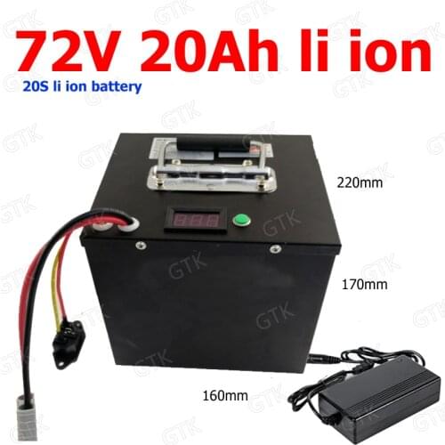GTK waterproof 72v 20ah lithium ion battery pack li ion 18650 BMS for 3000w electric scooter e-bike motorcycle AGV + 3A charger