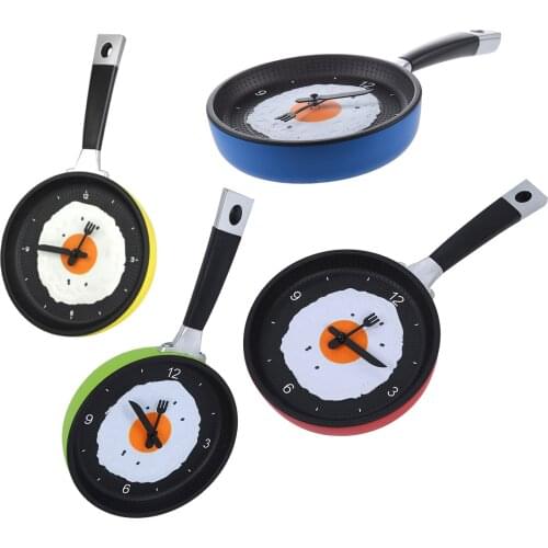 HOT Frying Pan Clock with Fried Egg - Novelty Hanging Kitchen Cafe Wall Clock Kitchen