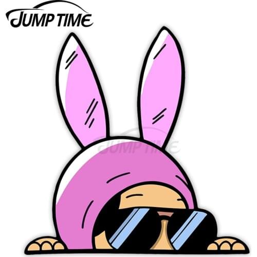 JumpTime 13 x 8.9cm Louise Peek Peeking Peekers Peekabo Car Truck Window Funny Stickers Pink Rabbit Accessories 3D Car Stickers