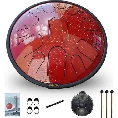 AS TEMAN hue drum steel drum,Starry steel Tongue Drum,14 inch 15 Notes Steel Drums Percussion Instrument with Bag and Gift set