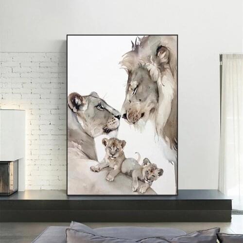 Lion Family Canvas Painting Canvas Printmaking Interior Decoration Abstract Poster and Print Wall Art Picture Home Decor Cuadros