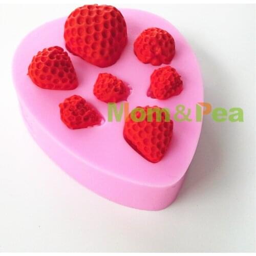Mom&Pea 0690 Free Shipping Strawberry Shaped Silicone Mold Cake Decoration Fondant Cake 3D Mold